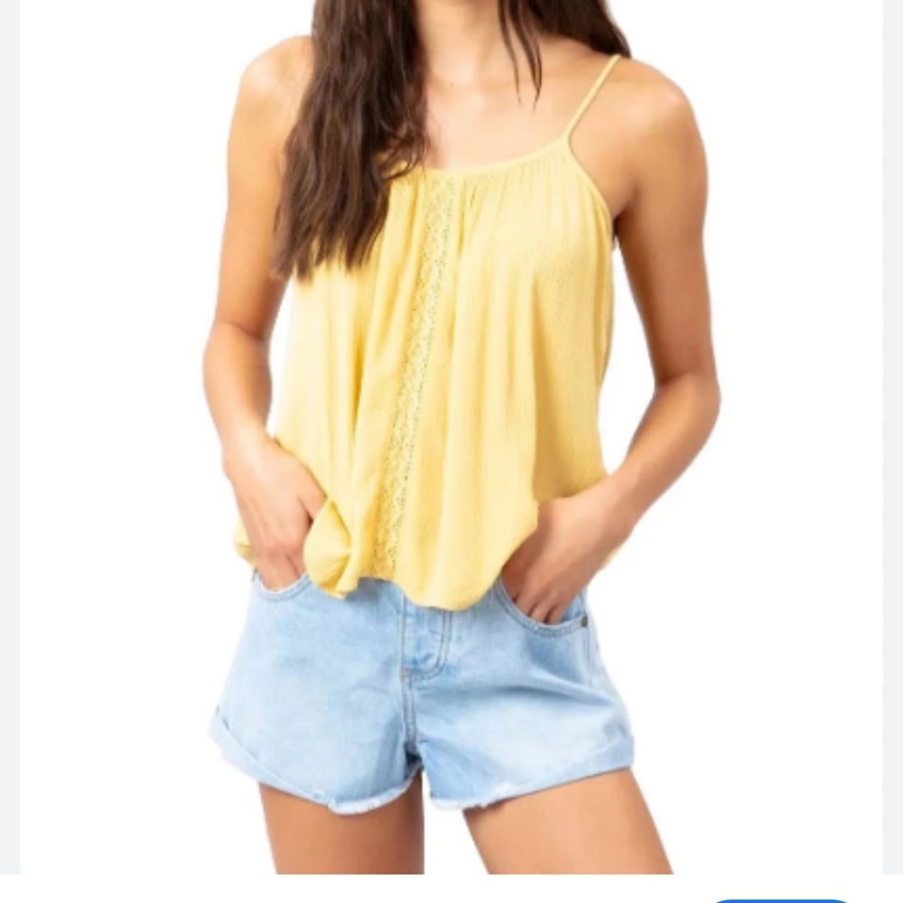 Rip curl Vista Cami Tank Crinkle Crochet Spaghetti Strap Beach Coastal